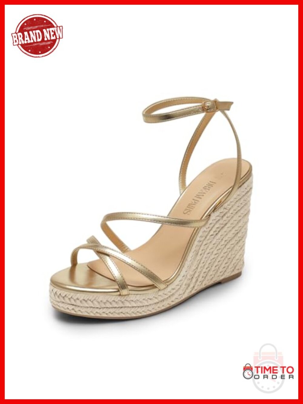 Women's Strappy Espadrille Wedge Sandals Faux Leather Platform